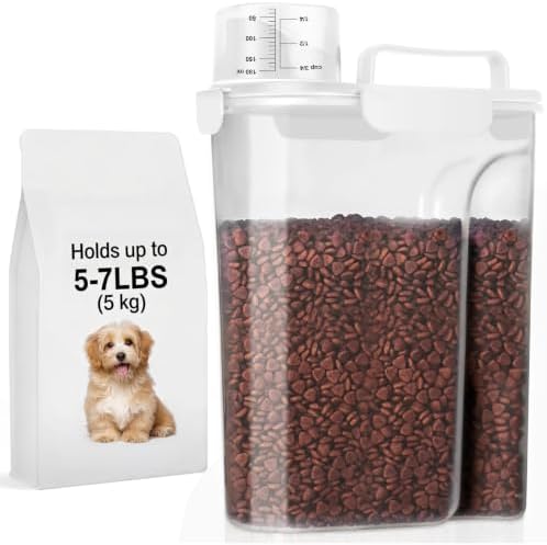 LEAWALK 5-7Lbs Airtight Dog Cat Pet Food Storage Container-Whtie by LEAWALK