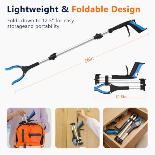 36 Inch Foldable Grabber Reacher Tool, 2 Pack for Seniors - Image 4
