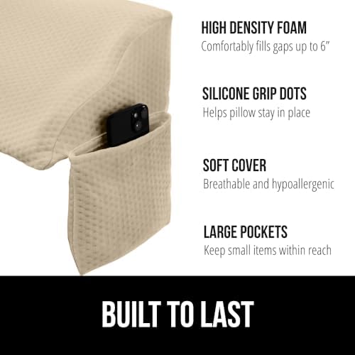 GORILLA GRIP Patented Bed Wedge Pillow for Headboard Gap, King, Cream - Image 2