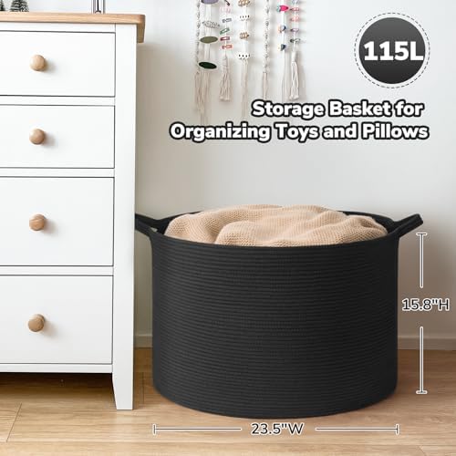 Goodpick Extra Large Woven Dirty Clothes Basket for Nursery, 115L - Image 3