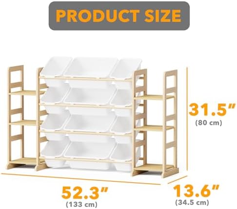 SpaceAid Toy Storage Organizer with 6 Shelves and 12 Bins, Bookshelf/Bookcase, Kids Bin Shelf, Toys Box for Playroom Organization for Bedroom & Room Decor, White, 52.3" W - Image 2