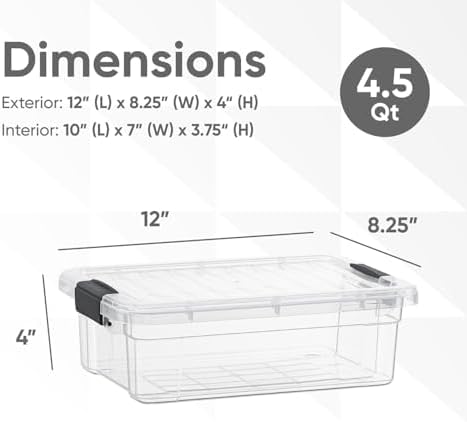 Superio 4.5 Quart Clear Plastic Storage Containers with Lids, Stackable Organizer Bins, BPA-Free Storage Boxes for Home, Office, Dorm & Classroom, 8 Pack - Image 2