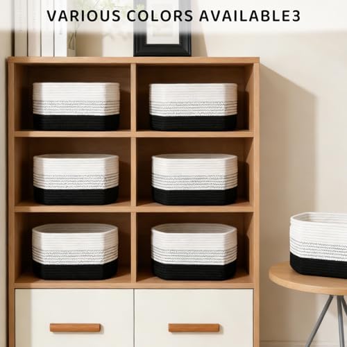 4 Pack Storage Baskets for Organizing, 13''Lx11''Wx8''H Woven Baskets for Storage Toys, Towels, Books, and Clothes, Cotton Rope Basket for Shelves with Handle - Image 4