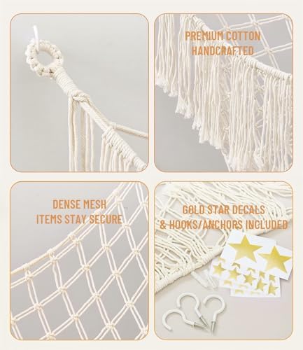 Lare Stuffed Animal Storage Hammock Corner Net - 45" W x 45" H(Cream) - Image 5