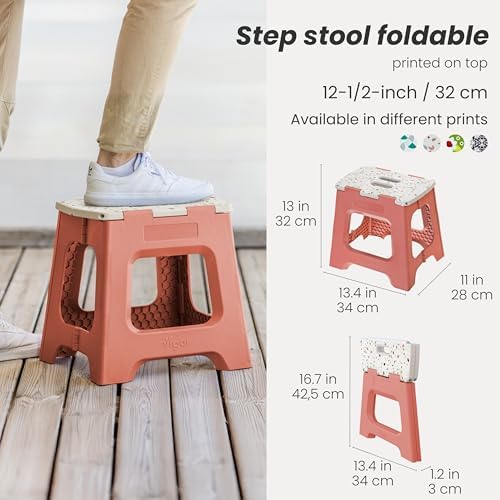 Vigar Compact Step Stool Foldable, 12-1/2-Inch, Terrazzo Top - Image 2