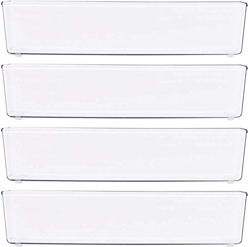 Simple Houseware Clear Drawer Organizer for Office Bin Desk Storage, 3.25"x 9.5", 4 Packs - Image 2