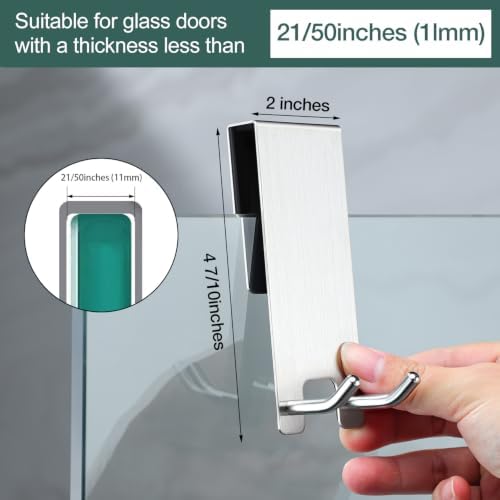Taozun Shower Door Hooks, 2 Pack Towel Hooks for Frameless Glass Door - Image 2