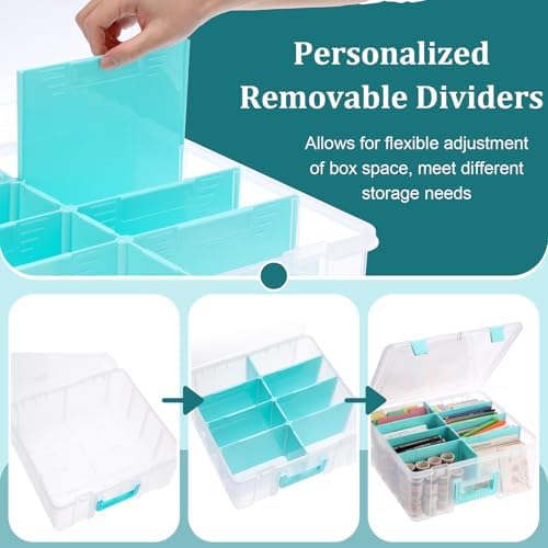 BTSKY Clear Plastic Dividing Storage Box with 8 Deep Compartment Sewing Box - Image 4