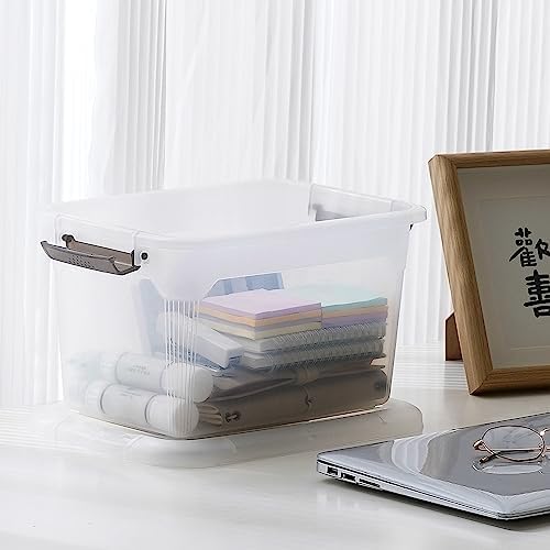 Citylife 6 Packs 13.7 QT Storage Bins with Lids Clear Plastic Bins with Grey Handle Stackable Storage Containers for Organizing - Image 4