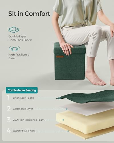 SONGMICS Small Folding Storage Ottoman, 11.8 x 11.8 x 11.8 in - Image 5