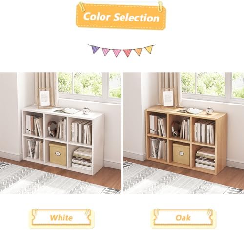 NELYE 6 Cube Organizer Bookcase Oak Open Shelf - Image 5