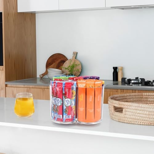 Drink Packet Organizer for Powdered Drink Mix,Powder Packet,Water Packet,Water Flavor Packet,Lazy Susan Organizer for Drink Mix Necessities Rotating Holder (Flower) - Image 6