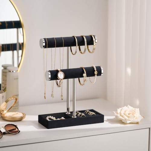 bussdis 2 Tier Bracelet Holder Display, Necklace Holder Organizer, BK/SL - Image 6