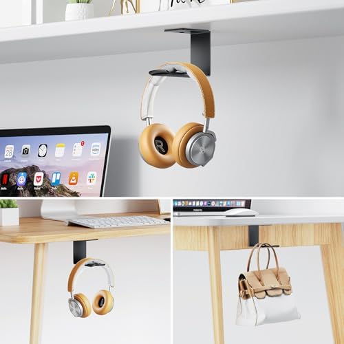 Aluminum Headphone Hanger, Under Desk Adhesive Mount, 10 lb Capacity - Image 4