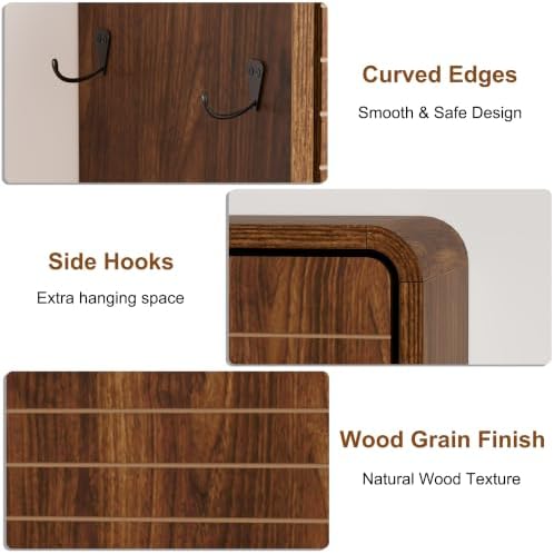 3imothrix Fluted Shoe Cabinet for Entryway with 2 Flip Drawers, Walnut - Image 4