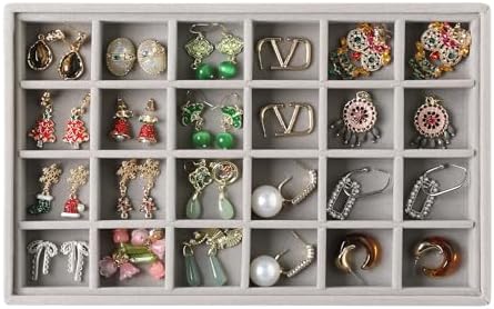 Frebeauty 24 Grid Earring Organizer,Velvet Jewelry Tray for Drawer by Frebeauty