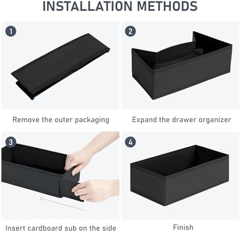 DIMJ Drawer Organizer Clothes - Underwear Organizer Sock Closet Organizers and Storage Box Dresser Organizer, Drawer Dividers for Baby Clothes, Bra, Socks, Belt, Tie, Set of 9, Black - Image 2