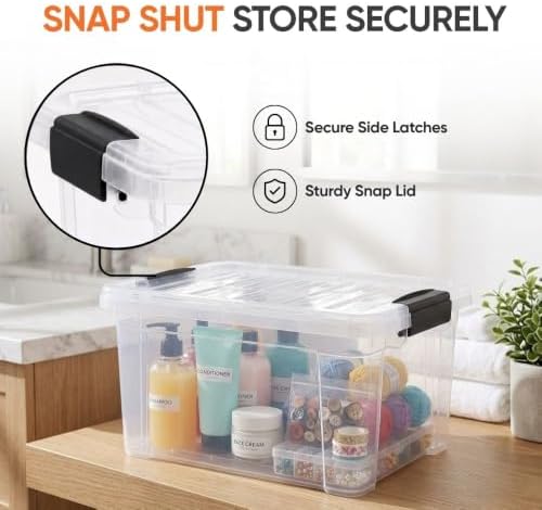 Superio 6.6 Quart Clear Plastic Storage Boxes with Lids, Stackable Organizer Containers, BPA-Free Storage Bins for Home, Office, School & Dorm, 8 Pack - Image 6