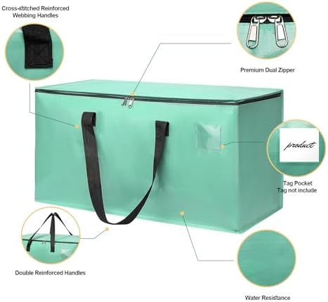 Moving Bags Heavy Duty Mint Green – Large Packing Bags for Moving, Extra Large Storage Totes with Zippers and Handles - Image 3