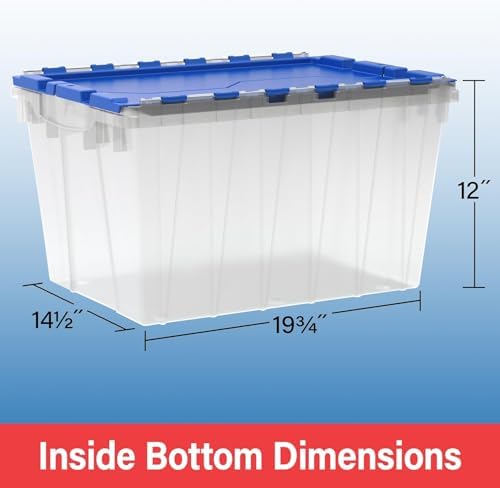 Akro-Mils 66486RDGRN 12-Gallon Plastic Stackable Storage KeepBox Tote Container with Attached Hinged Lid, 21-1/2-Inch x 15-Inch x 12-1/2-Inch, Red/Green - Image 6