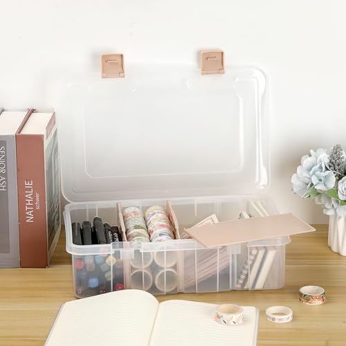 BTSKY Clear Plastic Dividing Storage Box with 4 Compartments Sewing Box - Image 2
