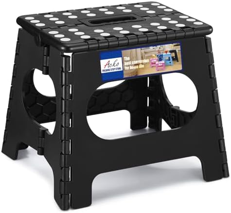ACKO 11" Folding Step Stool for Kids, Non-Slip Foldable Step Stools, Black by ACKO