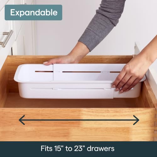 YouCopia DrawerFit® Sliding Drawer Bin, Expandable and Adjustable Kitchen Storage Organizer, Speckled White - Image 4