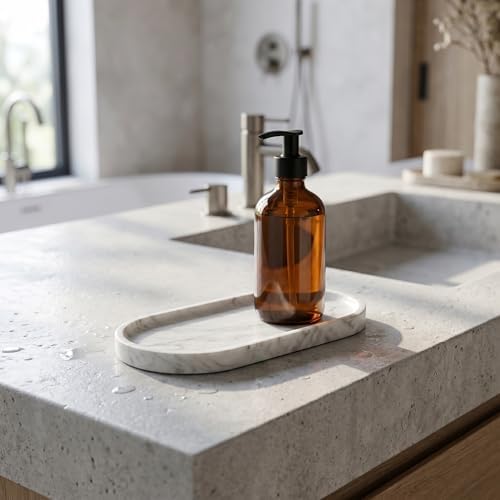 YKAJO Carrara White Gray Oval Marble Tray, 9.8x4.7 Perfume Organizer Dish - Image 2