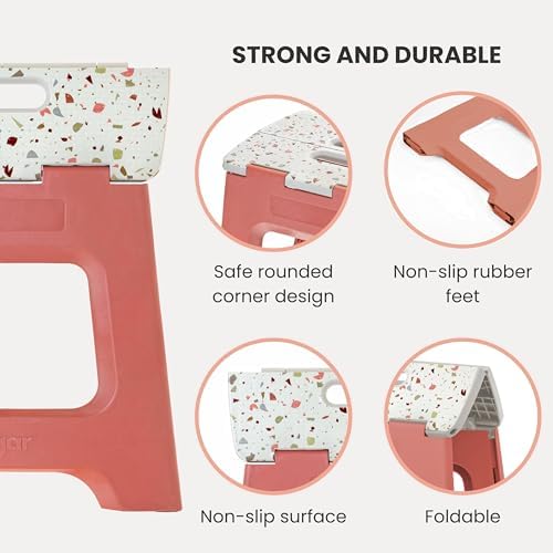 Vigar Compact Step Stool Foldable, 12-1/2-Inch, Terrazzo Top - Image 4