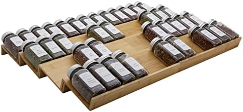 Bamboo Spice Rack Drawer Organizer - 8 Piece Set - 12" Wide, Combine Into 24" Rack (12" or 24") by Angimio