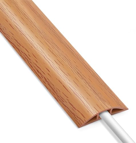 Cord Covers for Wires on Floor 6FT, Cord Cover Floor, Wood Yellow Oak Floor Cable Management, Cable Protector Prevent Cable Trips Floor Cable Covers for Cords, Cable Cavity: 0.47" (W) x 0.24" (H) by LZEOY