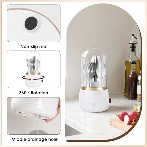 EXIN DECHEN Silverware Organizer with Lid,Silverware Holder,Utensil Holder - Image 5