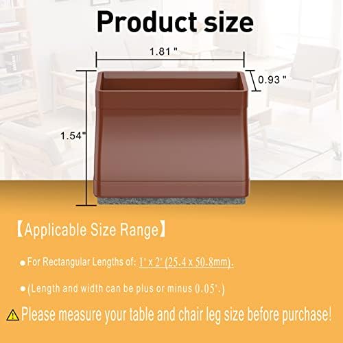 1" x 2" Rectangle Chair Leg Floor Protectors for Hardwood. - Image 2