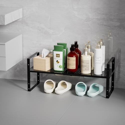 Multi-Functional Metal Shoe Rack,Expandable Adjustable Stackable Kitchen Organizer,Metal Shelf risers for cabinets, Kitchens and Closet, Bathroom(3Packs/Black/Large) - Image 6
