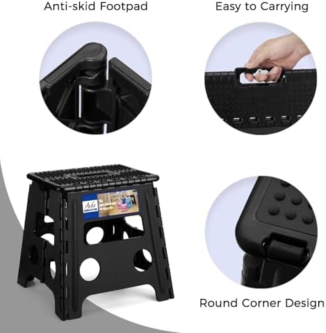 ACKO 13" Folding Step Stool, Non-Slip Surface for Adults & Kids, Dot Black - Image 5