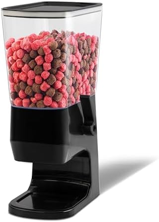 Cereal Dispenser Countertop 1 Pack, Dry Food Dispenser Snack Organizer, Slim Cereal Containers Storage Dispenser with Lids for Pantry, Kitchen Organization Oatmeal Nut Granola Candy, Black by FHJP