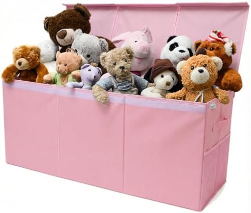 SoftOwl Extra Large Toy Storage Organizer with Lid - Sturdy, Collapsible Toy Chest Storage Box Design - Toys Bin with Dividers for Kids, Nursery, Bedroom, Playroom 37"x16"x14" by SoftOwl