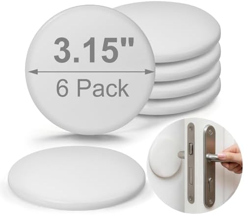 White Door Stoppers for Wall, 3.15" Self-Adhesive Door Knob Wall Protectors, 6 Pack Door Handle Stoppers, Door Bumpers to Prevent Scratches on Walls & Doors by Unknown