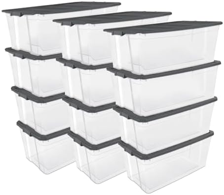 Sterilite Modular Stacker Box with Latching Lid, 200 Quart, 12-Pack by Sterilite