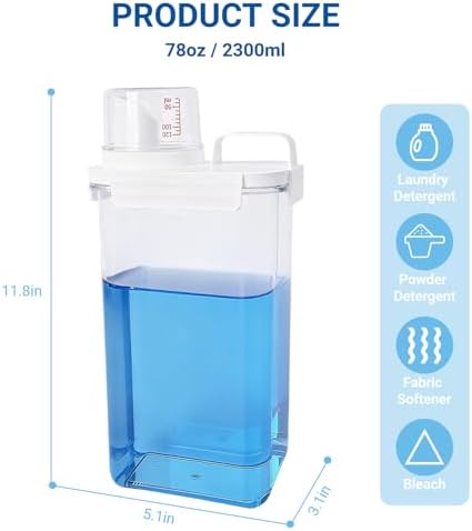 Laundry Detergent Dispenser - 78oz Refluxable Plastic Liquid Laundry Detergent Container for Laundry Room Organization - Image 2