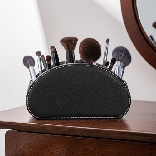 BONNY DODO Remote Control Holders Organizer Box with 5 Compartment PU Leather Multi-functional Office Desk Storage Caddy Store Tv Remote for Media Player,Brush,Pencil,Glassees&Office Supplies (Black) - Image 4
