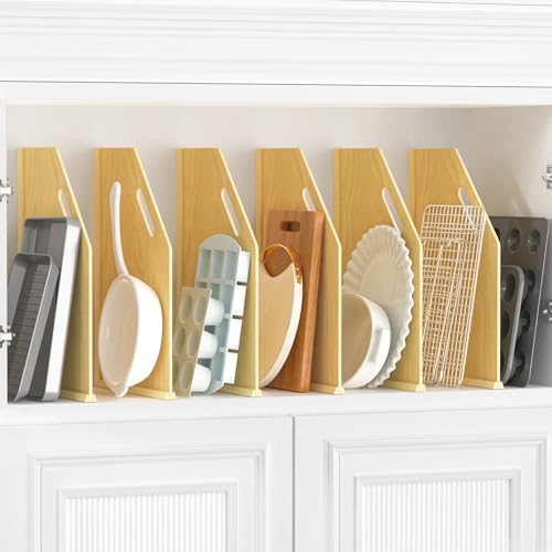 6 Pack Wood Tray Dividers for Cabinet, Cookie Sheet Organizer for Cabinet by sandpaint