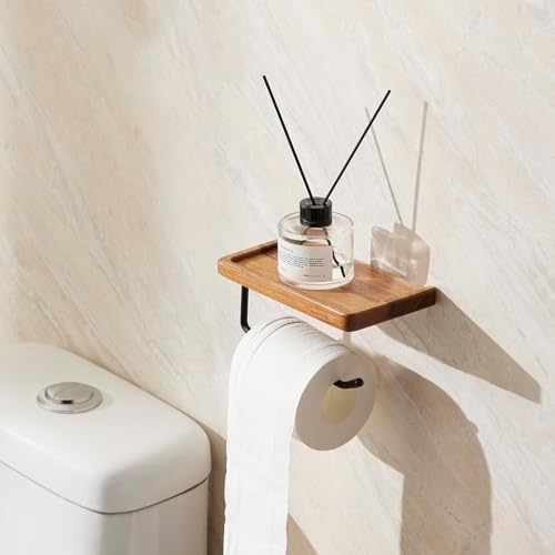 Yangbaga Toilet Paper Holder with Shelf, Wall Mount Bathroom Tissue Storage - Image 2