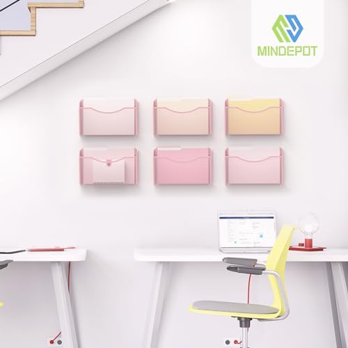 MINDEPOT Wall File Organizer, Hanging Wall File Holder, 3 Pack, Pink - Image 5