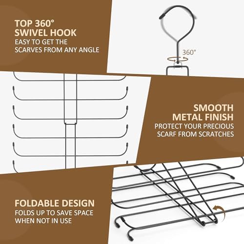 ZEDODIER 2 Pack Scarf Hanger, Scarf Organizer for Closet, Holds 40 Scarves - Image 4