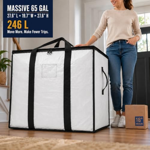 Moving Bags, 6 Pack, 65 Gallon Extra Large Heavy Duty Storage Bags - Image 2
