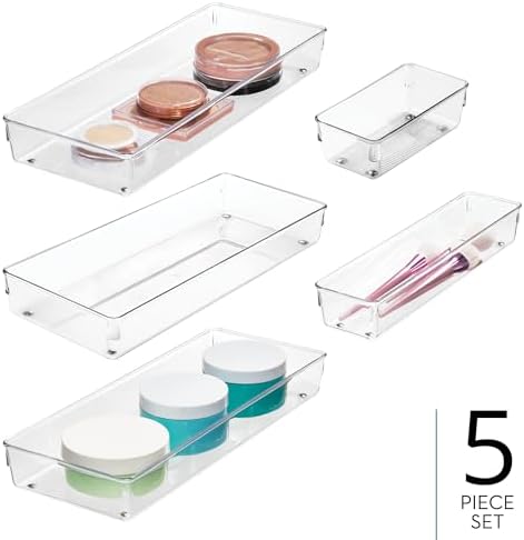 iDesign 5-Piece Kitchen Drawer Organizer Set, Clear - Image 2