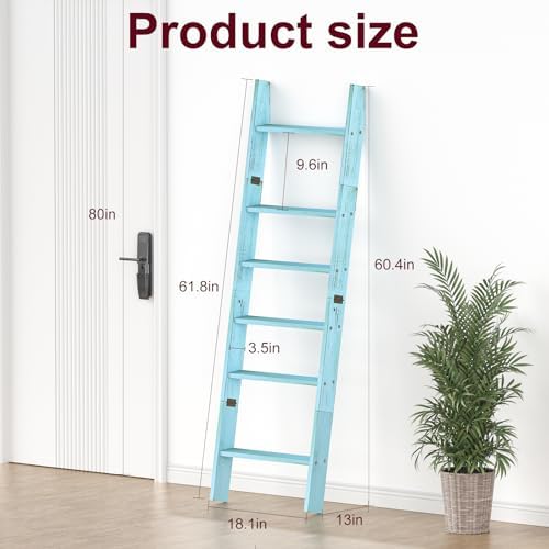 Blanket Ladders for the Living Room, Blanket Holder 6-Tier Blue - Image 3
