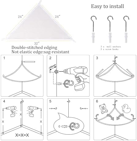 Stuffed Animal Storage Hammock - Small Plushie Net - Corner Hanging Stuffed Animal Net Organizer Holder for Teddy Bears Stuffies - Stuffy Hammock for Bedroom (White) - Image 6