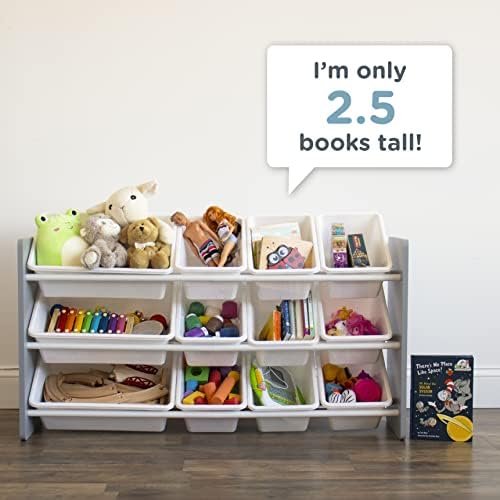 Humble Crew Made for Me Kids Toy Storage Organizer with 12 Storage Bins, Grey/White - Image 3